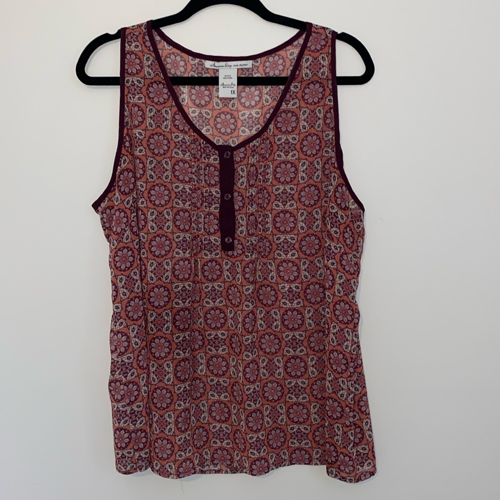 AMERICAN RAG SS SHEER TOP SIZE 1X